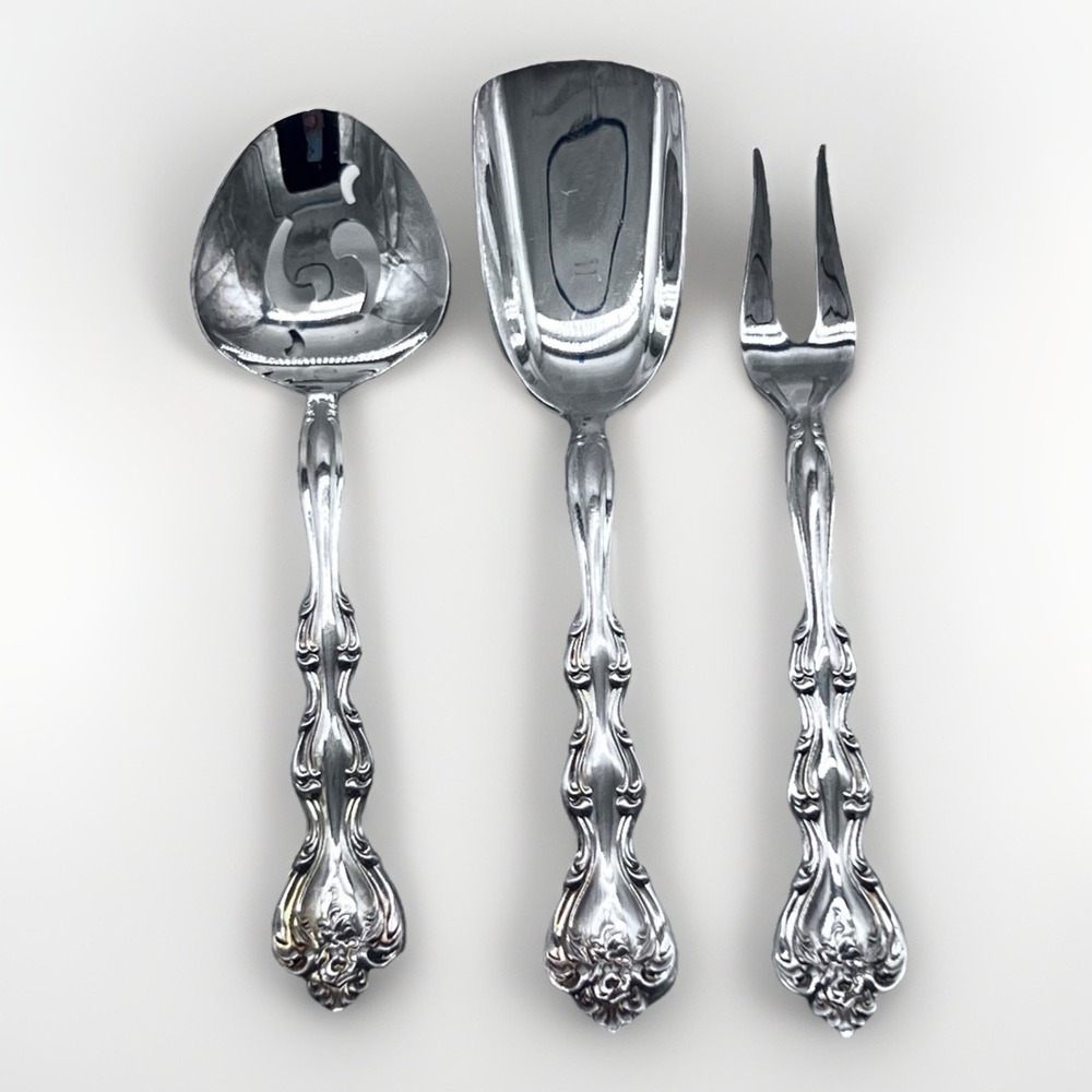 Vintage 1971 International‎ Silver Plate Bonbon, Fork & Slotted Spoon Interlude